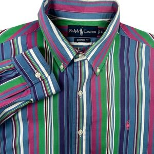 Ralph Lauren Multicolor Striped Shirt Button Down Large Mens Spring Easter